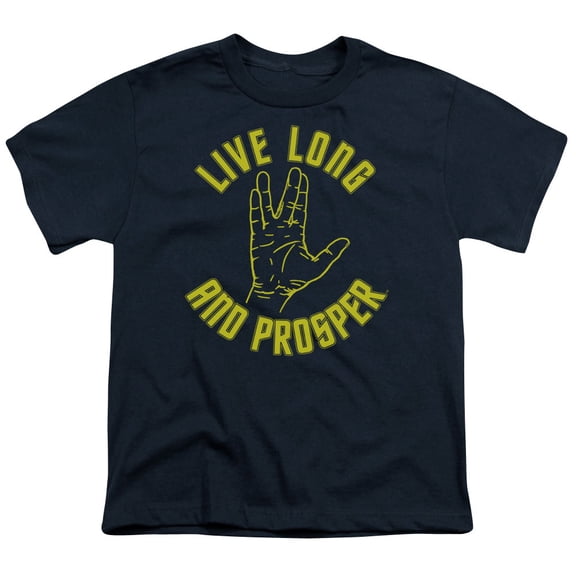 Star Trek Boys' Live Long Hand T-shirt Youth X-Large Blue