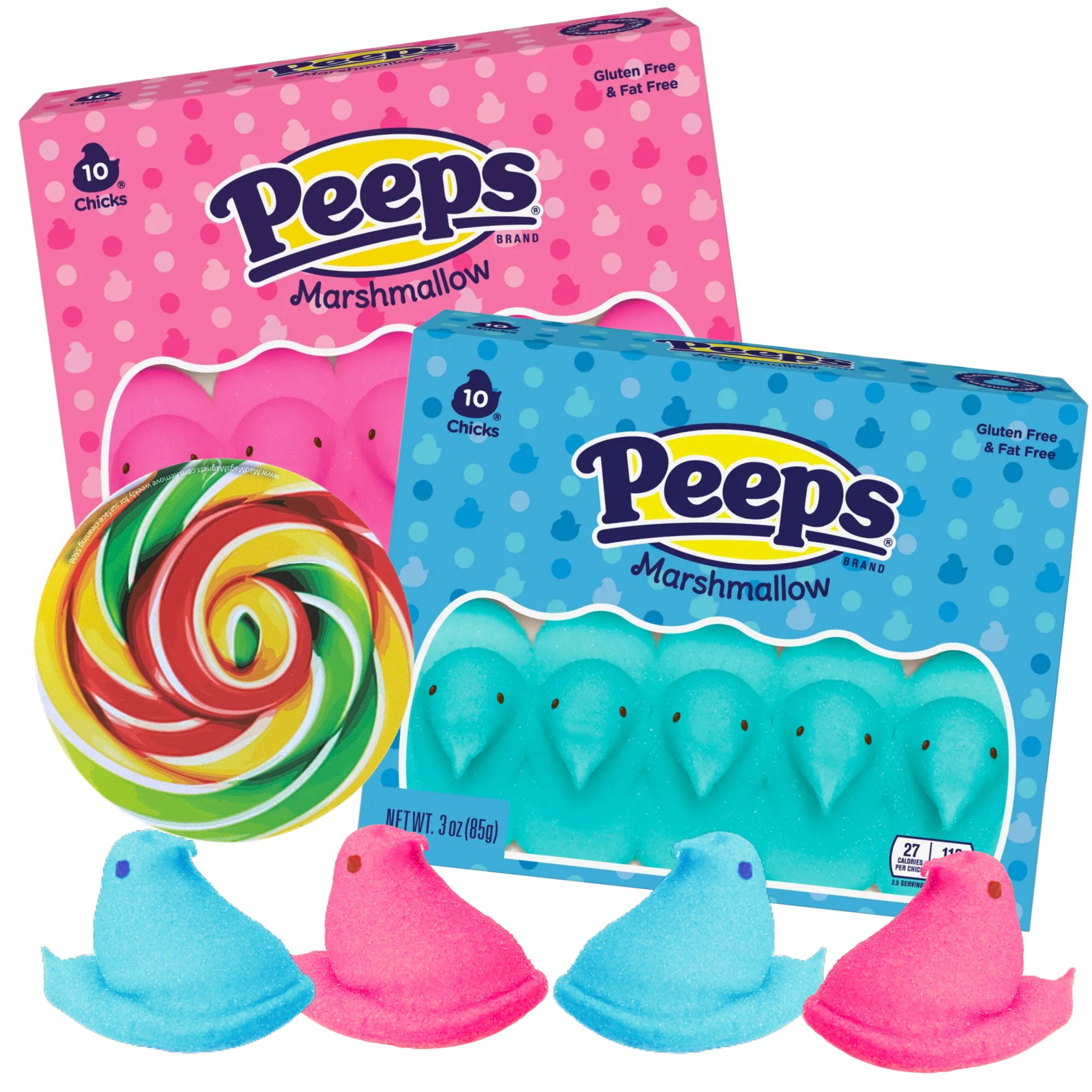 Peeps Easter Candy, Pink and Blue Marshmallow Chicks, Pack of 2, 3