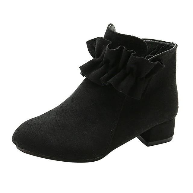 Liyamei Chaussures Décontractées pour Bébés Filles Princesse Bottes Courtes Simples Noires 6.5-7 Ans