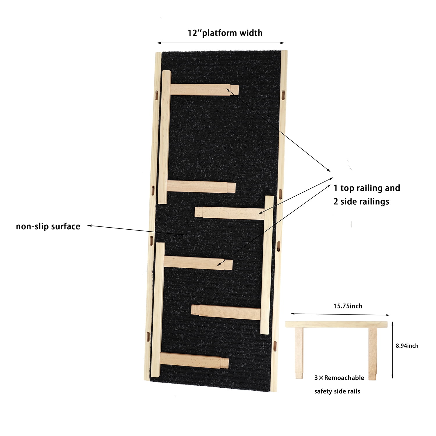 Kadyn 24" Tall Wood Pet Ramp, Folding Portable Dog Cat Ramp with Safety Side Rails 4 Levels Height Adjustable from 9.3" to 24" Dog Stairs for Car, SUV, Bed, Black Kadyn 24" Tall Wood Pet Ramp, Folding Portable Dog Cat Ramp with Safety Side Rails 4 Levels Height Adjustable from 9.3" to 24" Dog Stairs for Car, SUV, Bed, Black