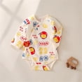 thumbnail image 3 of Summer Rompers For Newborn Girls Spring Cotton Flower Print Floral Cute Triangle Onesie Outfits Yellow Infant To Big Kid 9-14M, 3 of 3