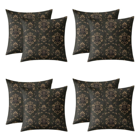 Set Of 4 Peach Skin Velvet Black Gold Baroque Throw Pillow Covers for Decorative Couch Pillows for Living Room,Boho Cute Outdoor Pillows Covers for Patio Garden20x20 Inches