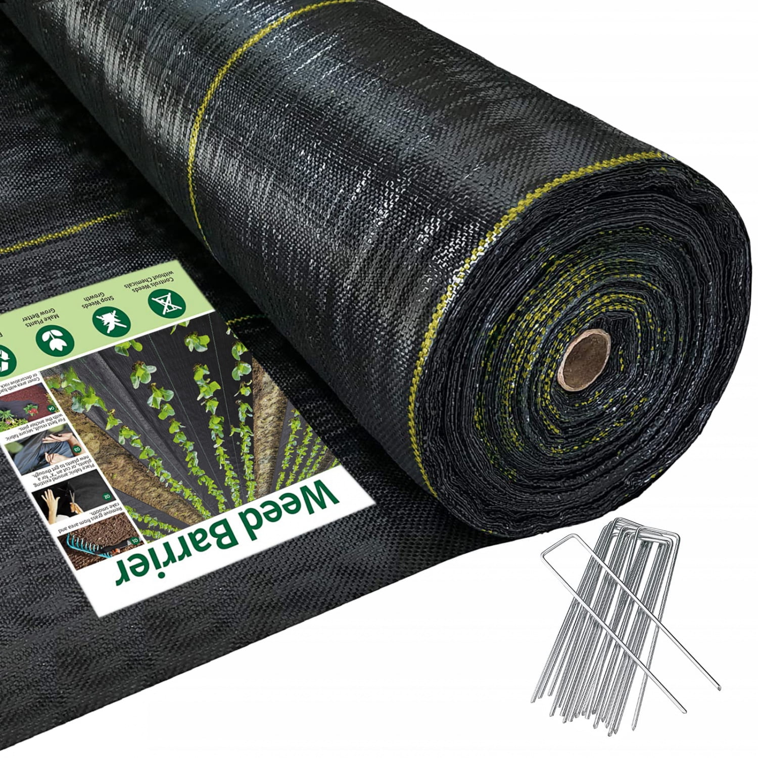 4'X300' Black HDPE 90 Gram Weed Barrier Fabric - UV Resistant Woven Landscape Fabric Permeable Weed Control Mat for Garden Vegetable Beds Mulch/Rock Paths