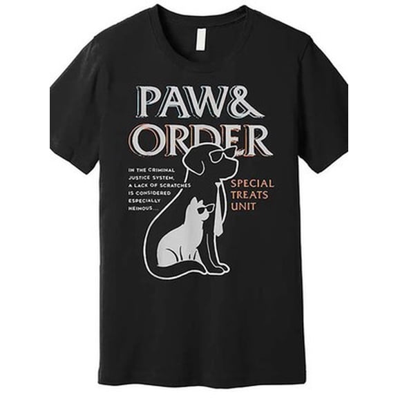 Velto Paw & Order Graphic T-Shirt - Men’s Short Sleeve Cotton Tee with Dog and C All Size S-5XL