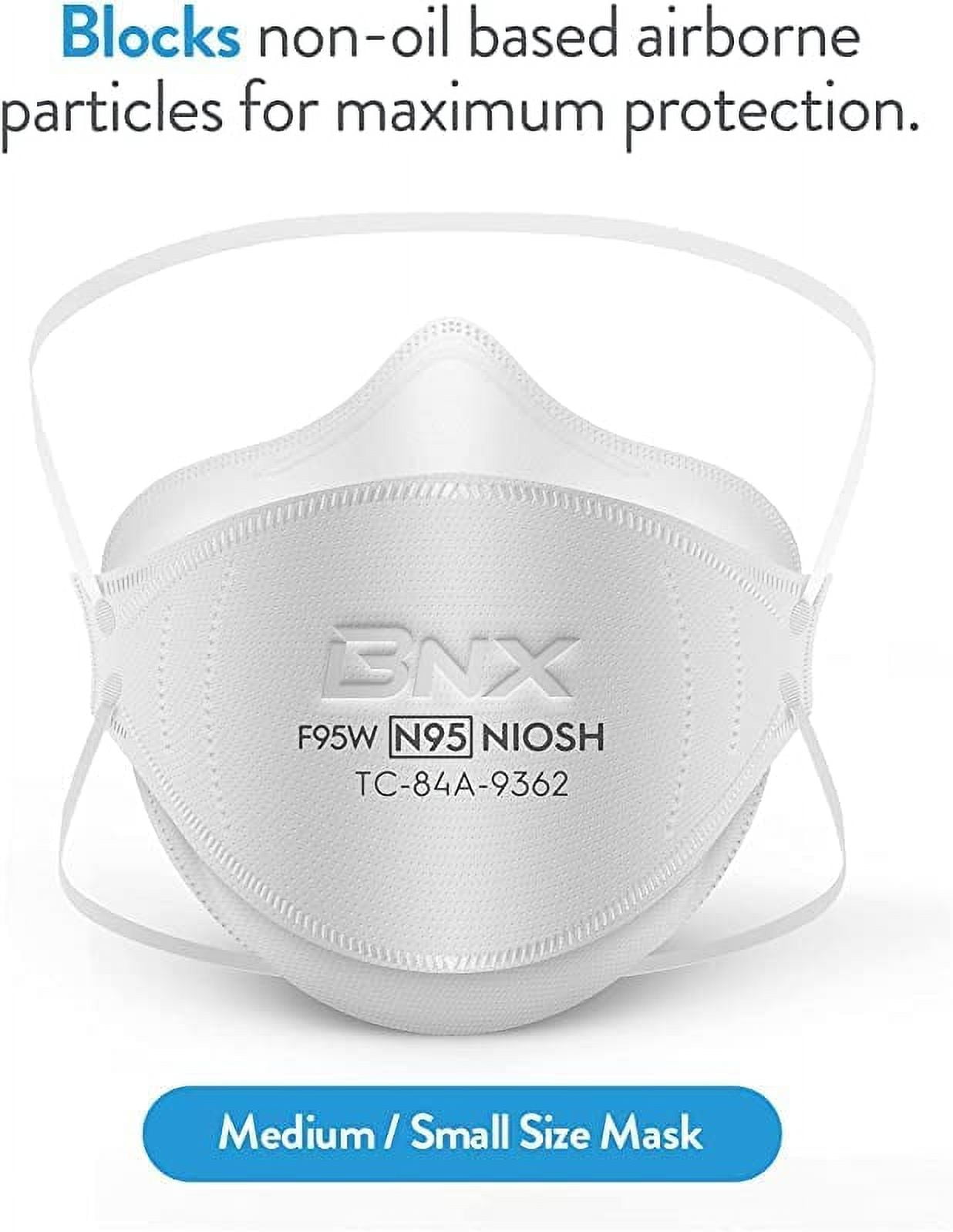 BNX N95 White Respirator Face Mask, Tri-Fold Cup/Fish Style, 20-Pack, Model F95W