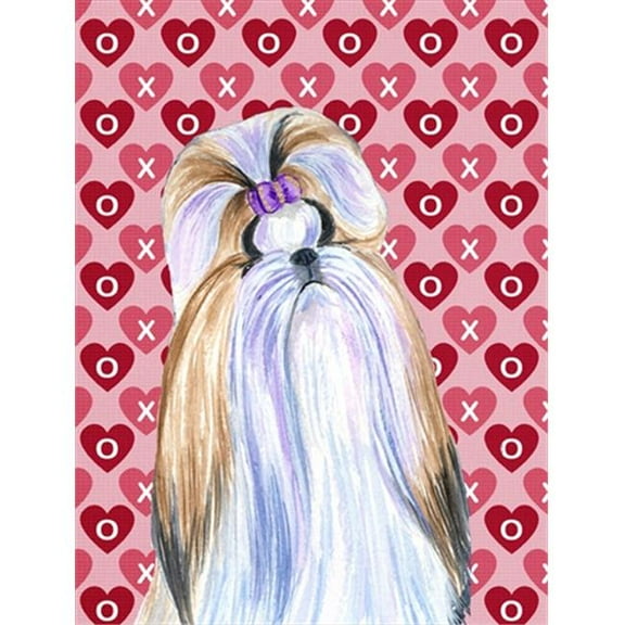 11 x 15 In. Shih Tzu Hearts Love And Valentines Day Portrait Flag, Garden Size