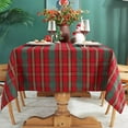 thumbnail image 4 of Red and White Plaid Tablecloth,Rectangle Xmas Metallic Fabric Table Cloth Wrinkle Resistant Heavy Weight Polyester Table Cloths for Holiday Kitchen Dinning Tabletop(60" x 84"), 4 of 6