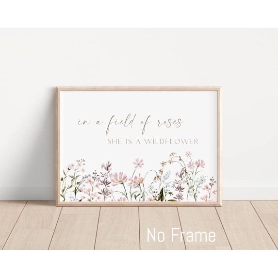 Wall Decor She is A Wildflower - in A Field of Roses Canvas Art Wall Art Prints Painting Picture Artwork Girl Nursery Baby Room Decoration for Living Room No Frame