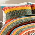 thumbnail image 3 of Lush Decor Boho Stripe 3-Piece Duvet Cover Set, Turquoise/Tangerine, Full/Queen, 3 of 8