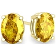 thumbnail image 2 of 14k Sterling Silver 1 Ct Round Yellow Sapphire Stud Earrings Plated by Paris Jewelry, 2 of 4