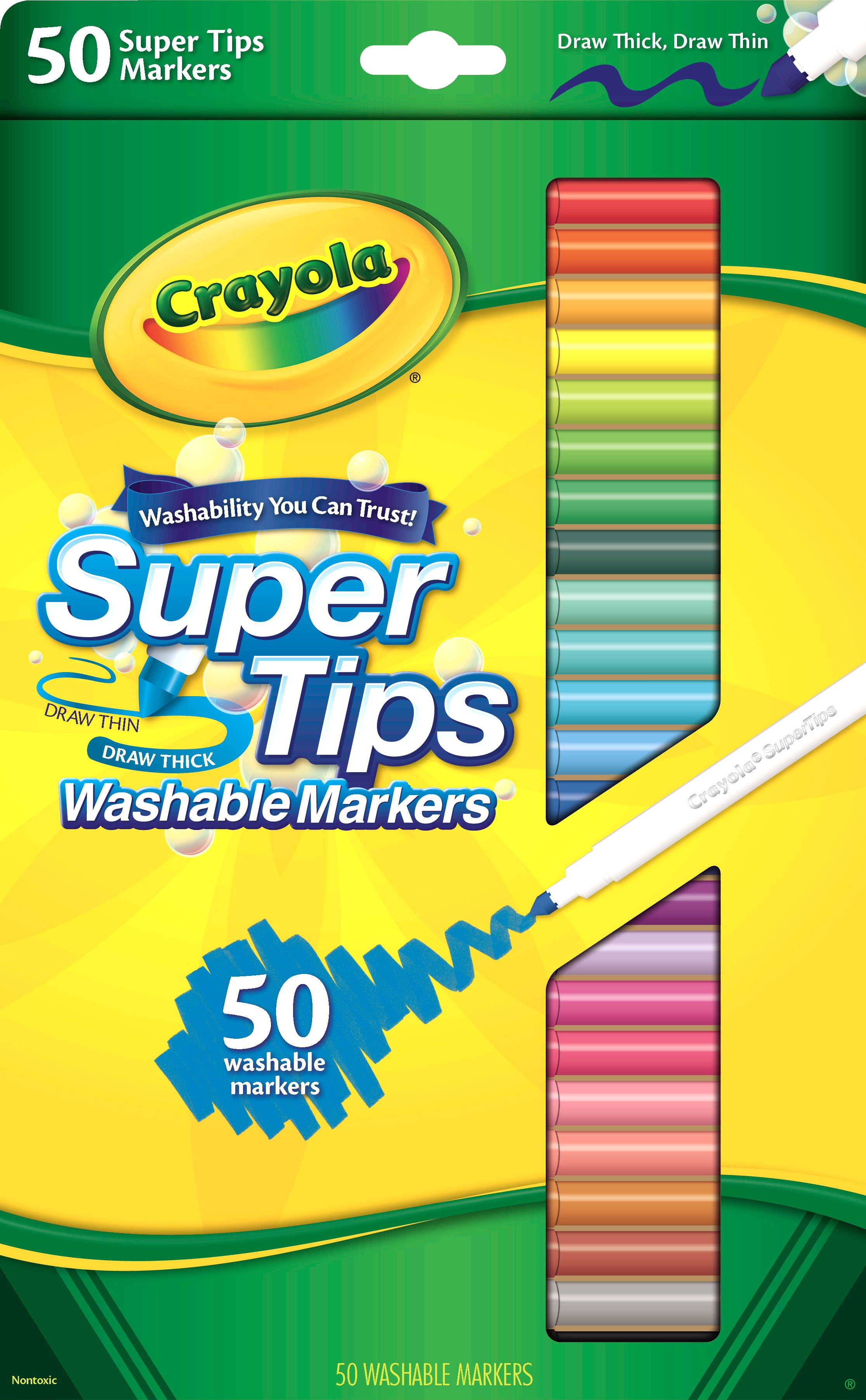 Crayola Super Tips Marker Set (120ct), Kids Washable Markers, Scented  Marker Set, Holiday Gift for Kids, Bulk Markers, Thick & Thin [  Exclusive] - Yahoo Shopping