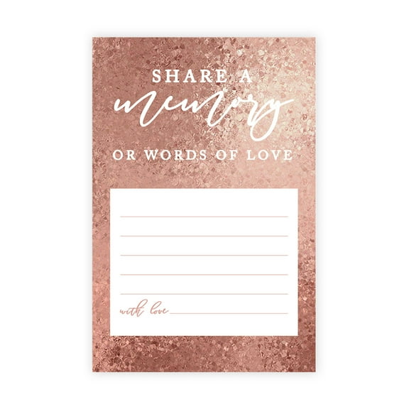 Koyal Wholesale Share a Memory Cards, Rose Gold Glitter Cards for Wedding, Baby Life Memories, 4" x 6", 52-Pk