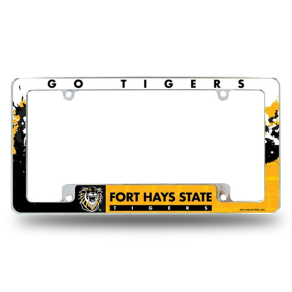 Fort Hays State Tigers EZ View All Over Design Chrome Frame Metal License Plate Tag Cover University