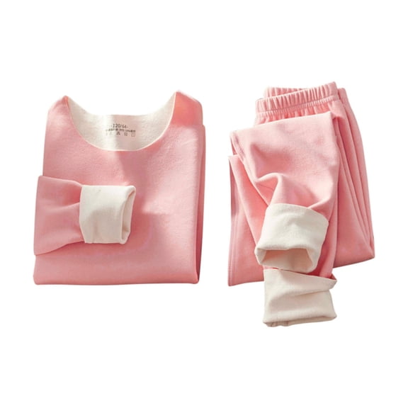 LNMQLPDBS Boys 2 Piece Thermal Underwear Set Kids Crewneck Long Sleeve Base Layer Top and Pants Toddler Fall Winter Insulated Wear Soft Fleece Lined Loungewear