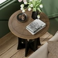 thumbnail image 3 of COZAYH Farmhouse Round End Table with Criss-Cross Wood Legs, Rustic French Country Side table for Dinning or Living Room, Modern, Black, Natural Wood, 3 of 9