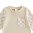 thumbnail image 5 of YDFCWXW Baby Boy Girl Checkerboard Jumpsuit Long Sleeve Pocket Onesie Bodysuit (Beige, 6-12 Months), 5 of 5