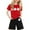 Red, variant on Hiijoy Toddler Girls Summer Outfits Flower Print Short Sleeve T-Shirt Shorts Set, Sizes 2-3T
