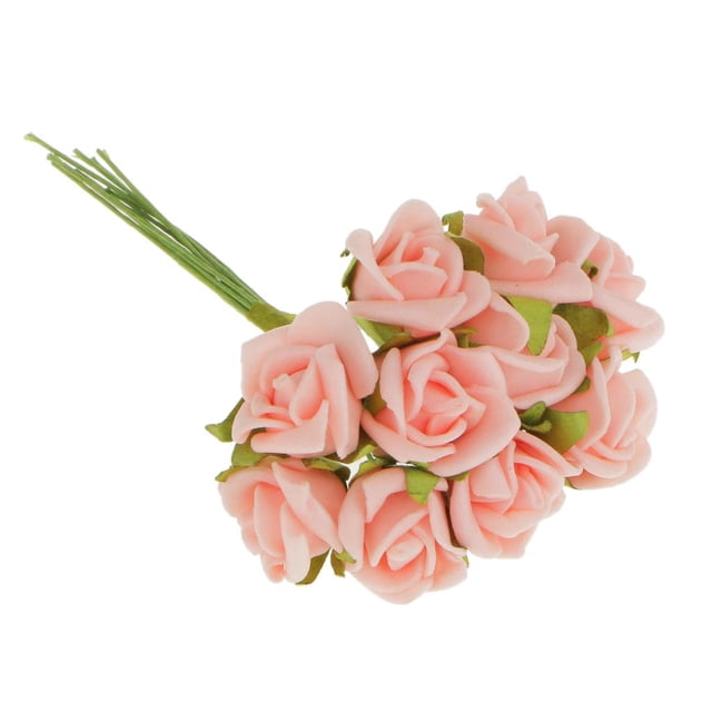 100 piezas Mini rosas artificiales ramo de flores falsas boda fiesta hogar decoración romántica Rosado Zulema Flor artificial