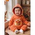thumbnail image 4 of RUINIXCW Newborn Baby Girl Boy Thanksgiving Outfit Infant Girl Boy Fall Winter Clothes Warm Fleece Jumpsuit Turkey Embroidery Long Sleeve Hooded Romper, 4 of 10