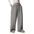 thumbnail image 4 of Maplenight Womens Fleece Wide Leg Sweatpants Thermal Elastic Waist Baggy Sweat Pants Sport Running Casual Pants for Fall Winter, 4 of 9