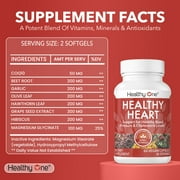 (6 pack) Healthy One Healthy Heart - Blood Flow & Heart Health Supplement with Magnesium, Hawthorn, 60 Capsules