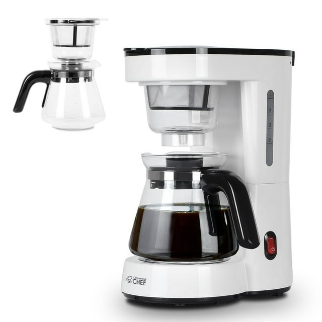COMMERCIAL CHEF Coffee Maker, Drip Coffee Maker with Pour Over Filter, 5 Cup Coffee Maker with 0.75L Water Tank, Brews in 6 Minutes