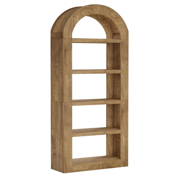 Topcobe 70.9" Tall Arched Bookshelf with Storage, 5-Tier Wooden Display Shelves Organizer, Office Bookshelf with Storage, Vintage Brown
