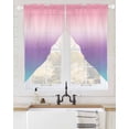 thumbnail image 2 of Pink Purple Teal Ombre Cream Swag Valances for Windows, Modern Abstract Art Aesthetics Rod Pocket Sheer Valances for Windows, Swag Toppers Light Filtering for Kitchen Living Room 2 Panels 36''x63'', 2 of 6