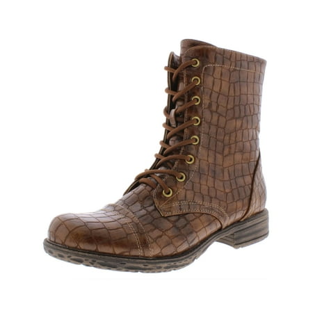 

Very Volatile Womens Underground Faux Leather Snake Print Combat Boots