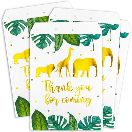 Safari Party Decorations, White Goodie Bags (5 x 7.5 In, 100 Pack)