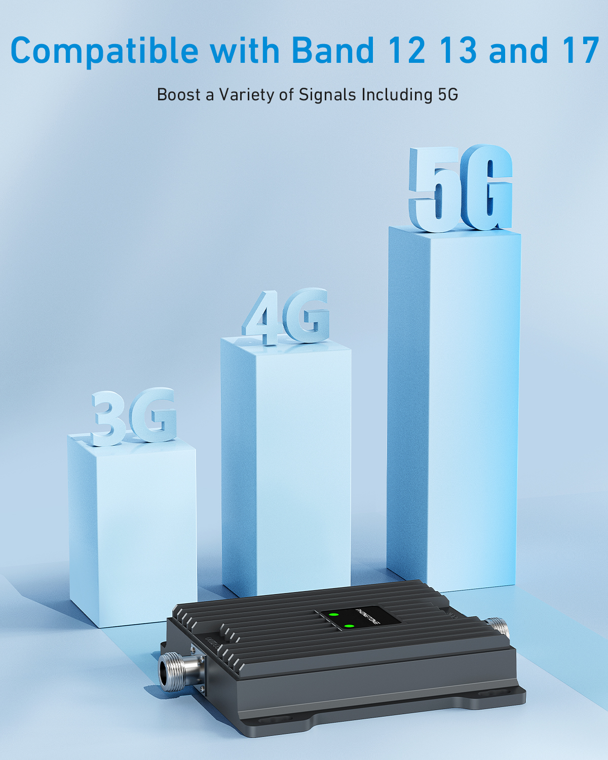 Phonetone Cell Phone Booster for Home, Support Band 12 13 17, Boost 5G/4G Signal ,4500sq ft, High Gain Directional Antennas, FCC Approved