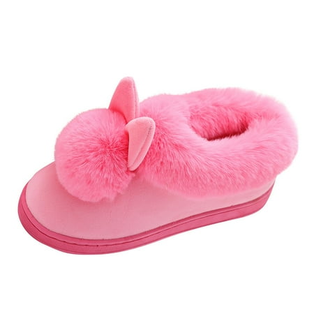 

ZAROYEAX Women s Winter Home Furry Rabbit Ears Indoor Slippers Soft Comfort Footwear Shoe