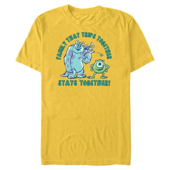 Disney and Pixar’s Monsters, Inc. Vacation Family Trip - Short Sleeve Blended T-Shirt for Adults - Customized-Yellow