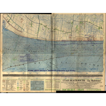 LAMINATED POSTER Landing Map of Utah Beach (front) Poster Print 24 x (Best Beaches Curacao Map)