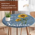 thumbnail image 4 of Haze Blue Sunshine Sunflower Round Tablecloth, Fitted Table Cover with Elastic for 36"-44" Round Tables, Pastoral Bees Farmhouse Floral Table Cloth Outdoor Indoor Dinning Party Waterproof Tablecloths, 4 of 7