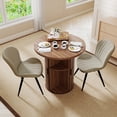 thumbnail image 2 of Hawsaiy 3-Piece Dining Table Set for 2, 31.5" Round Dining Table Set with 2 Upholstered Dining Chairs, Modern Farmhouse Table Set for Dining Room (Walnut+Beige), 2 of 9