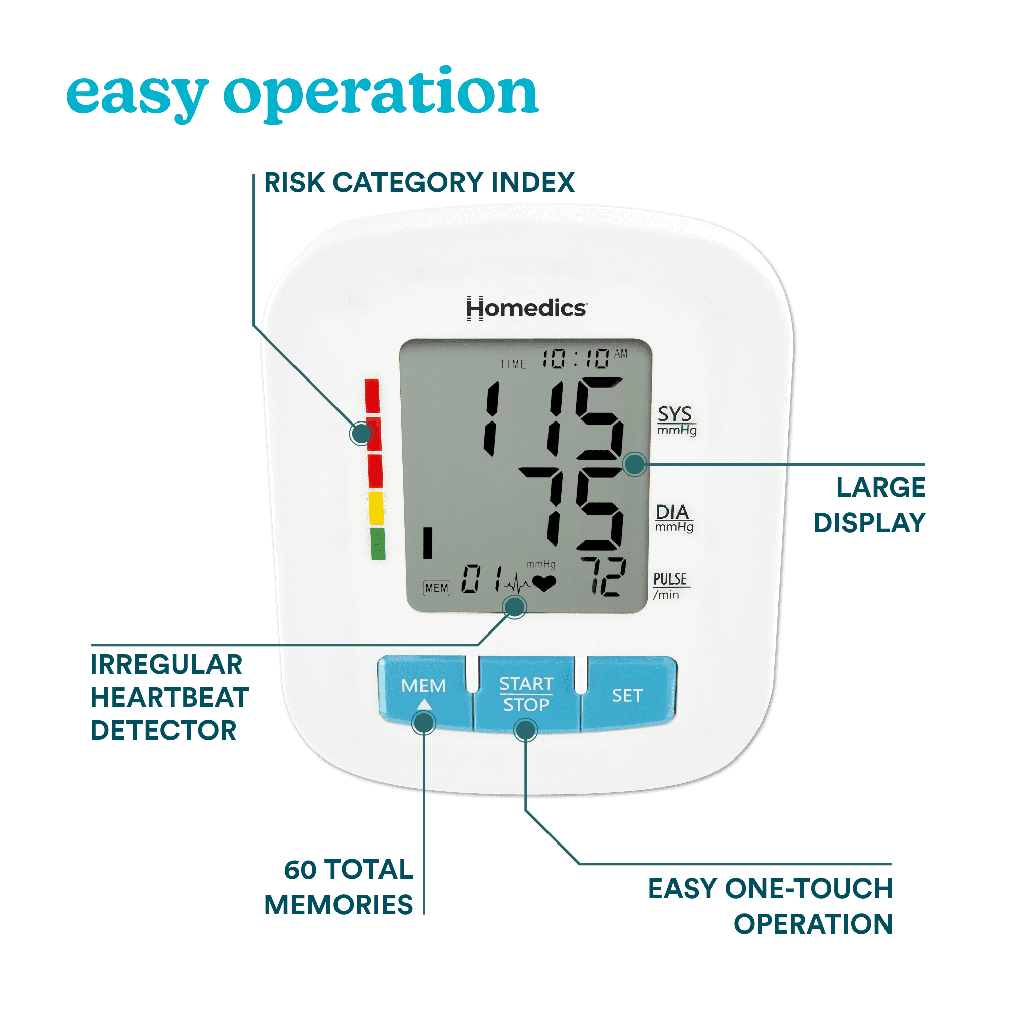 Homedics One-Touch Operation Wrist Cuff 700 Series Blood Pressure Monitor - 1 Each