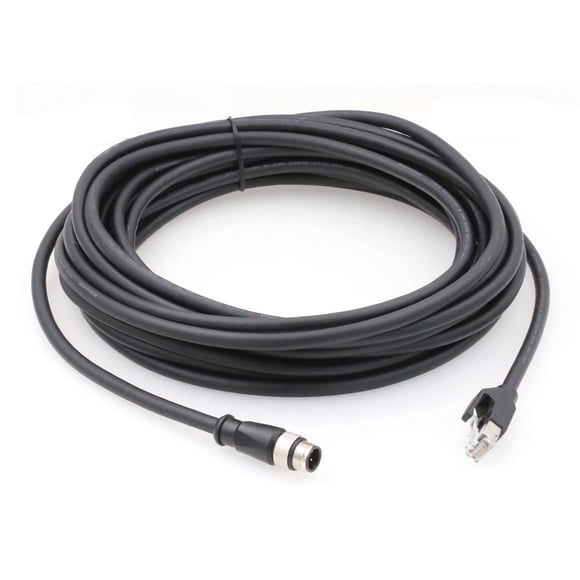 SZRMCC Cable Ethernet M12 Código D 4 pines macho a conector RJ45 Cable de red impermeable blindado Cat5e de alta flexibilidad para sensor de cámara industrial (20 m negro)