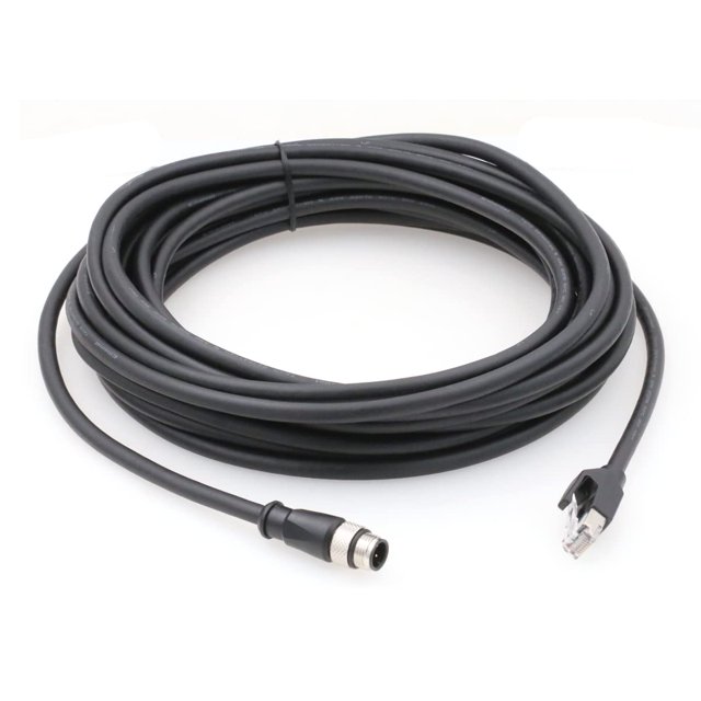 SZRMCC Cable Ethernet M12 Código D 4 pines macho a conector RJ45 Cable de red impermeable blindado Cat5e de alta flexibilidad para sensor de cámara industrial (20 m negro)