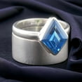 thumbnail image 2 of Blue Tourmaline Wedding Ring Set 14K White Gold Solitaire Band Minimalist Women Jewelry Statement Ring Gift For Love Simple Promise Ring, 2 of 2