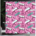 thumbnail image 3 of Ambesonne Abstract Shower Curtain, Retro Memphis Art on Pink, 69"Wx75"L, Pink Turquoise and White, 3 of 4
