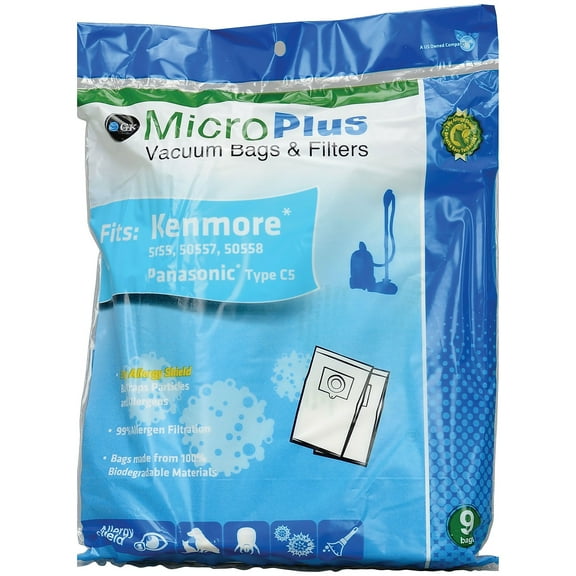 Green Klean Replacement Vacuum Bags Fit Kenmore 5055 50557 50558 Type C (GKH-KEN5055-P)