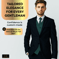 thumbnail image 2 of Oliver George 4pc Men's Solid Formal Suit Waistcoat Tuxedo Dress Vest Necktie Bowtie Handkerchief Set for Suit or Tuxedo Forest Green 3X-Large, 2 of 5