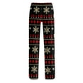 thumbnail image 4 of Women's Pajama Pants Sleepwear Casual Drawstring Elastic Waist Pants Comfy Straight Yoga Loose Trousers with Christmas Print, Fashionable Home Bottoms for Winter, Black, 2XL, 4 of 7