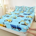 thumbnail image 3 of Castle Fairy Children Cartoon Truck 4 Pieces Queen Sheet Sets,Construction Vehicles Ultra Soft Flat Sheet,Equipment Car Queen Fitted Sheet,Luxury Bedroom Decor, 3 of 7