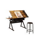 thumbnail image 5 of Oufan Drawing Drafting Table, Metal Frame Art Desk w/ 2 Drawers & Stool, Height Adjustable Artist Table w/ Brush Pot for Writing, Crafting, Painting, 5 of 12