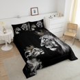 thumbnail image 4 of Erosebridal Lion Couple Comforter Set King Queen Bedding Set for Women Men,Animal Couple Quilt Gray Big Cat Hair Duvet Insert Queen Size,Safari Animals Romantic Floral Room Decor, 4 of 7