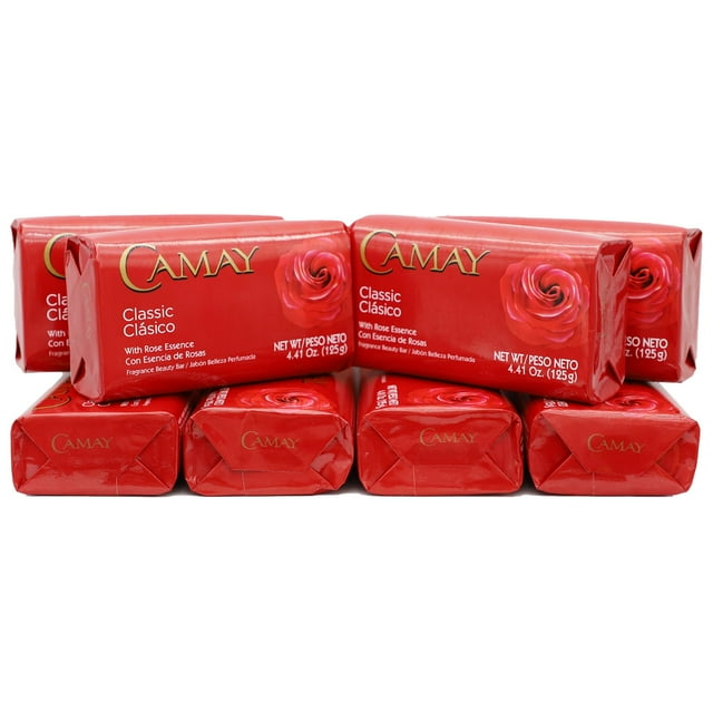 Jabón Camay Classic Rose Essence 125 ml, paquete de 8