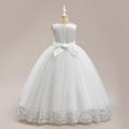 thumbnail image 6 of Girls Summer Dress Kids Sleeveless Sequin Big Bow Praty Gown Formal Princess Dress Dresses for Girls White 11-12Years, 6 of 7