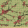 thumbnail image 2 of Ambesonne Asian Spring Fabric by the Yard Upholstery, Japan Leafy Branches, 10 Yards, Pistachio Green Vermilion, 2 of 5